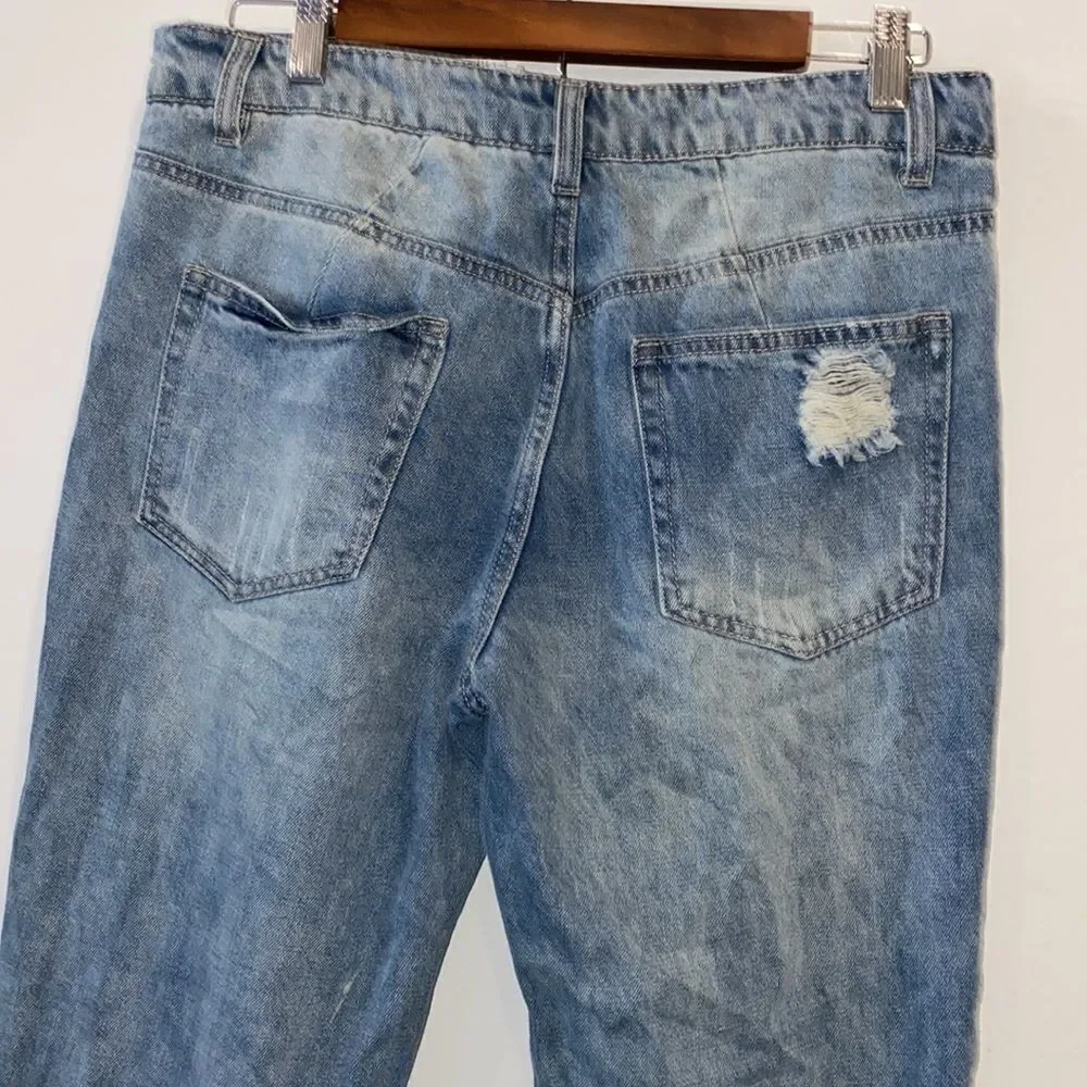 Afrm 28 Ripped Mom Casual Destroyed Festival Button Fly Jeans‍‍‍‍‍‍‍